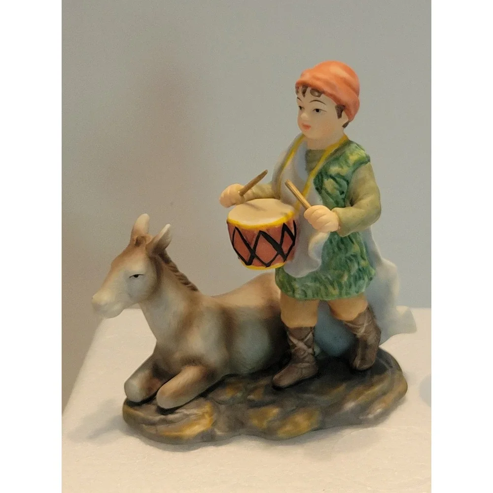 Avon Drummer Boy w/‎ Donkey Figurine Holiday Treasures Nativity 2003 Christmas